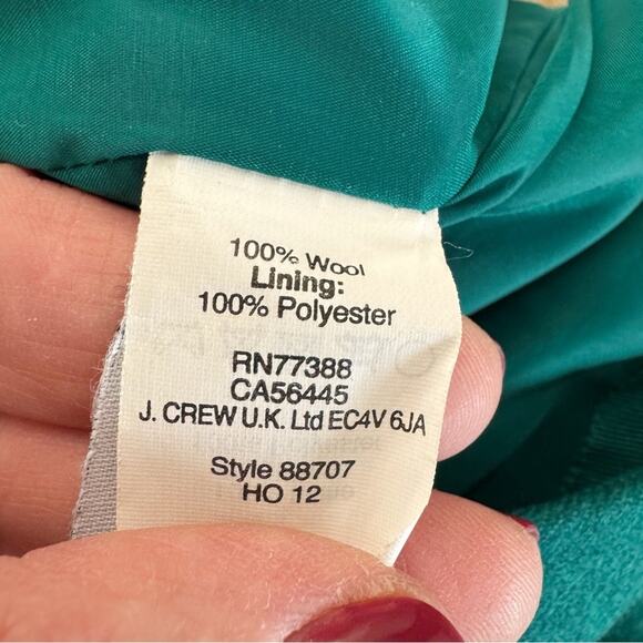 J. Crew pencil Skirt 100% wool Women's size 00 Green Holiday Academia Corpcore - Picture 6 of 8